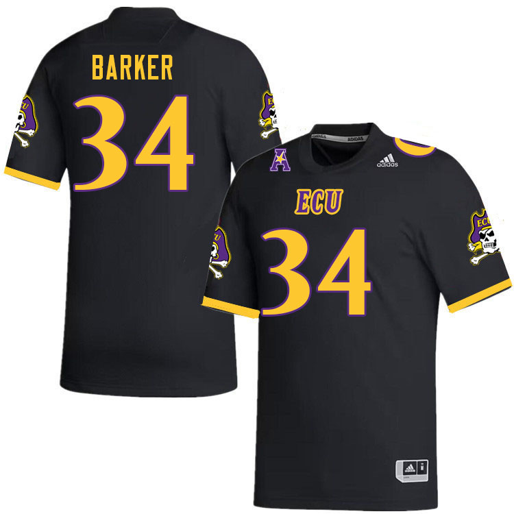 Men #34 Jackson Barker ECU Pirates College Football Jerseys Stitched-Black